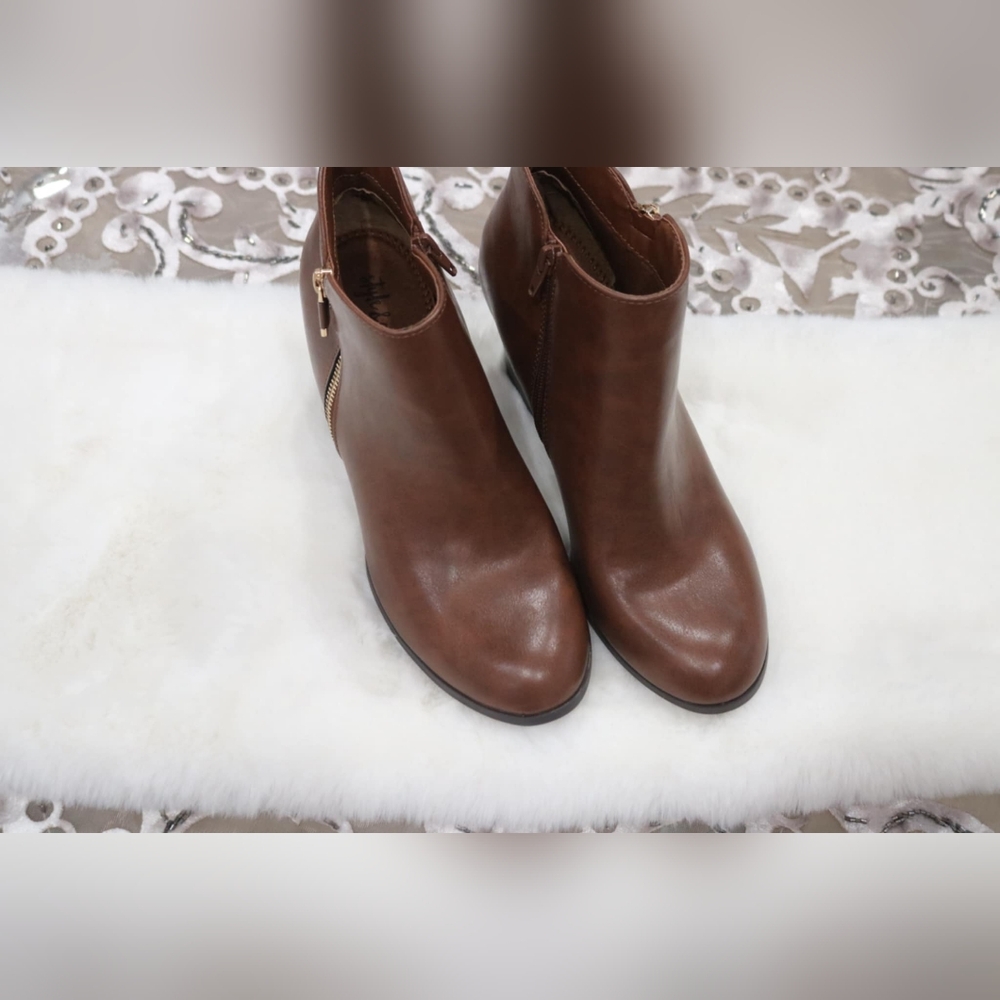 Style & Co Women's Masrinaa Ankle Booties, Cognac Smooth, 9.5M